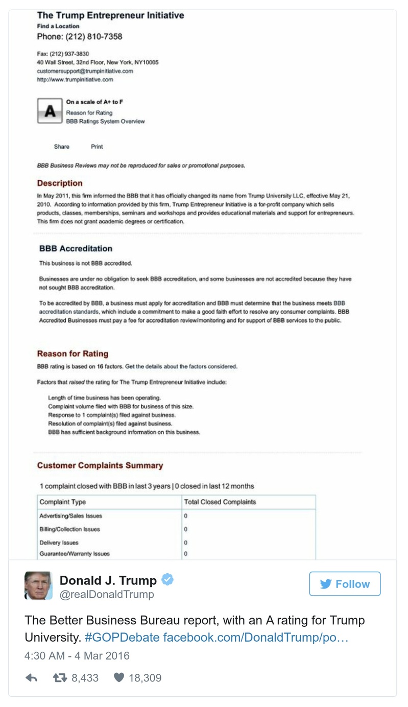 Post image from Donald Trump