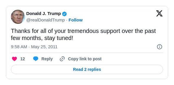 Post image from Donald Trump