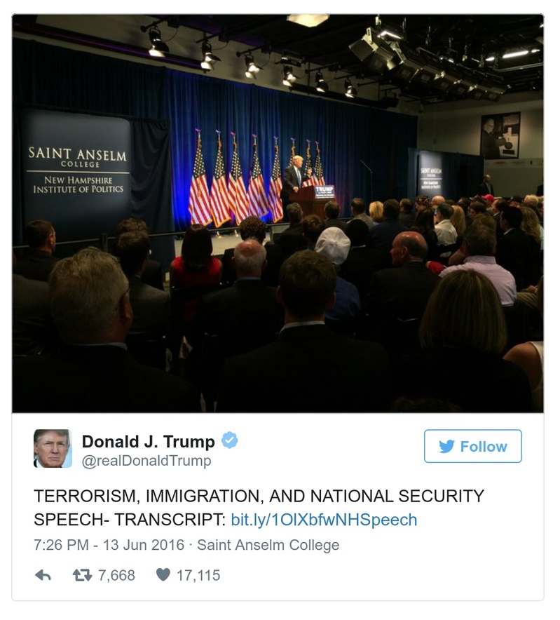 Post preview from Donald Trump