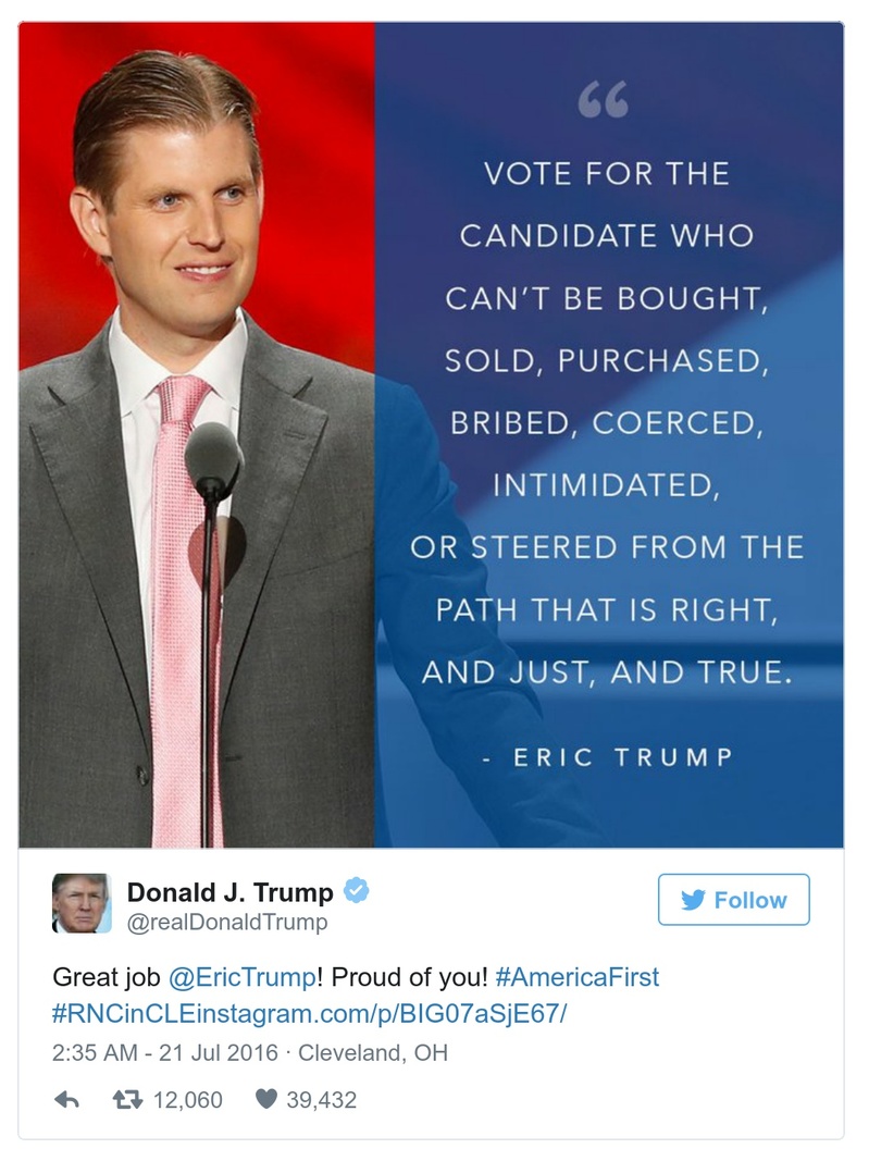 Post image from Donald Trump