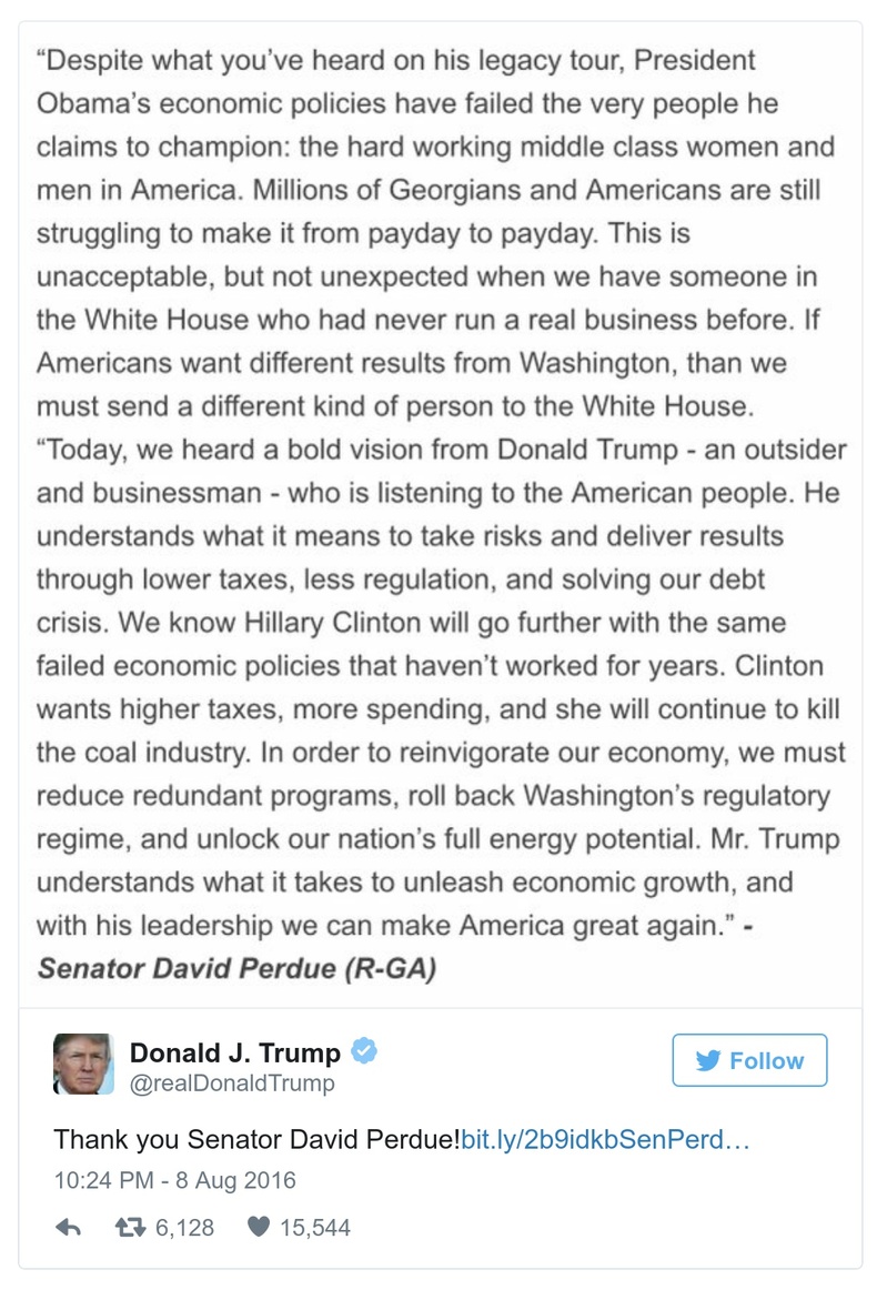 Post image from Donald Trump