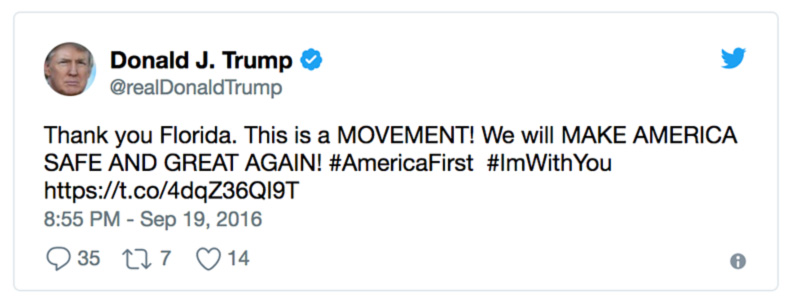 Post image from Donald Trump