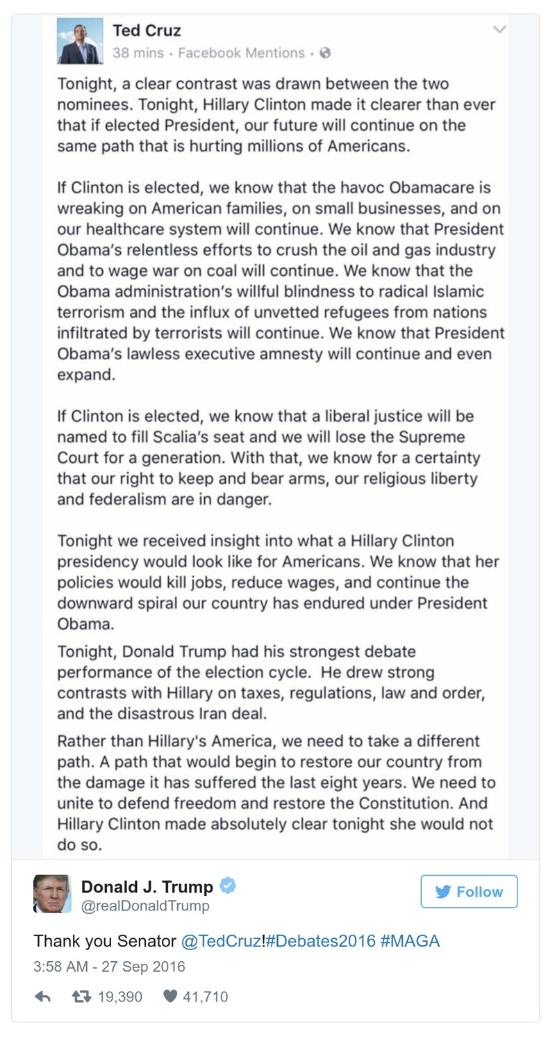 Post image from Donald Trump