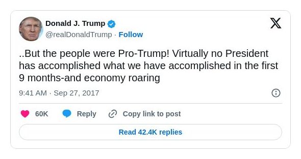 Post image from Donald Trump