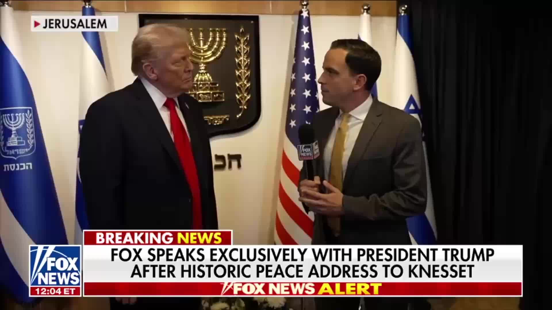 Interview: Trey Yingst of Fox News Interviews Donald Trump at the Knesset - October 13, 2025