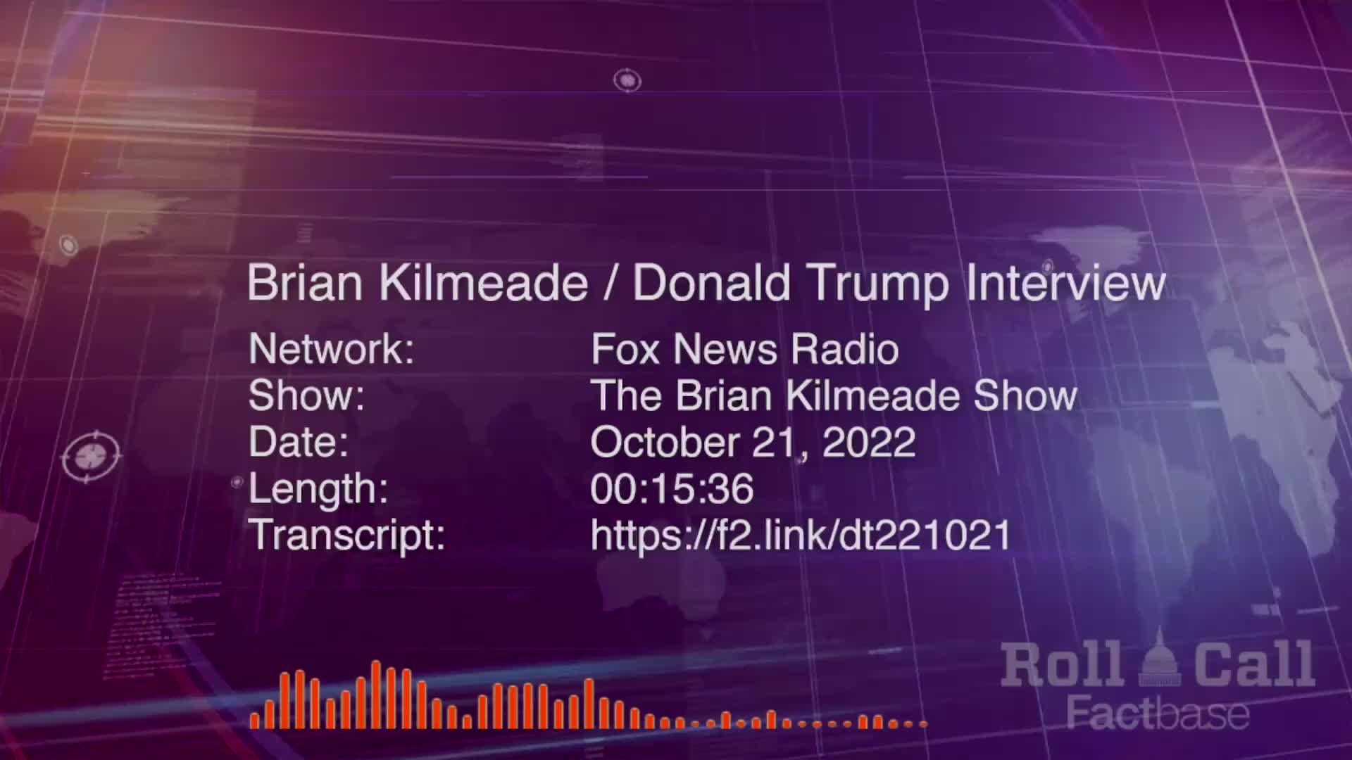 Interview: Brian Kilmeade of Fox News Radio Interviews Donald Trump for His Radio Show - November 21, 2025