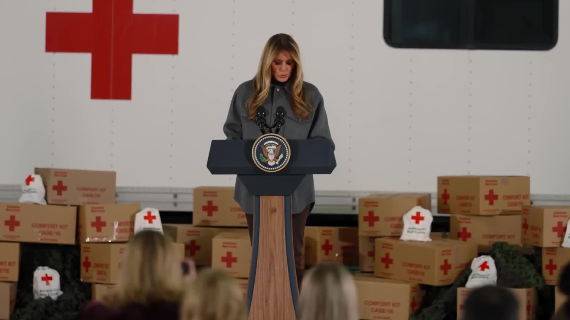 Remarks: Melania Trump Attends an American Red Cross Holiday Package Event - December 1, 2025