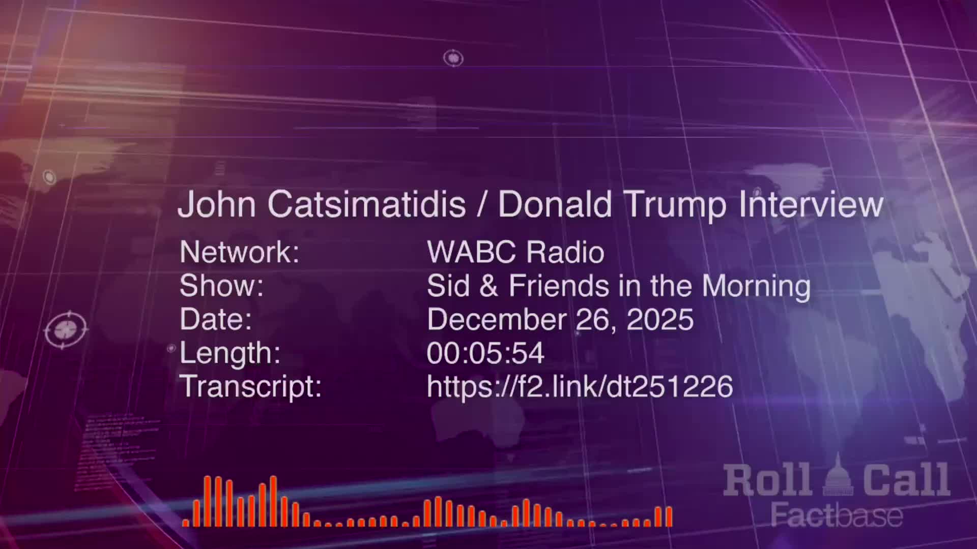 Interview: John Catsimatidis of WABC Interviews Donald Trump on Sid & Friends - December 26, 2025