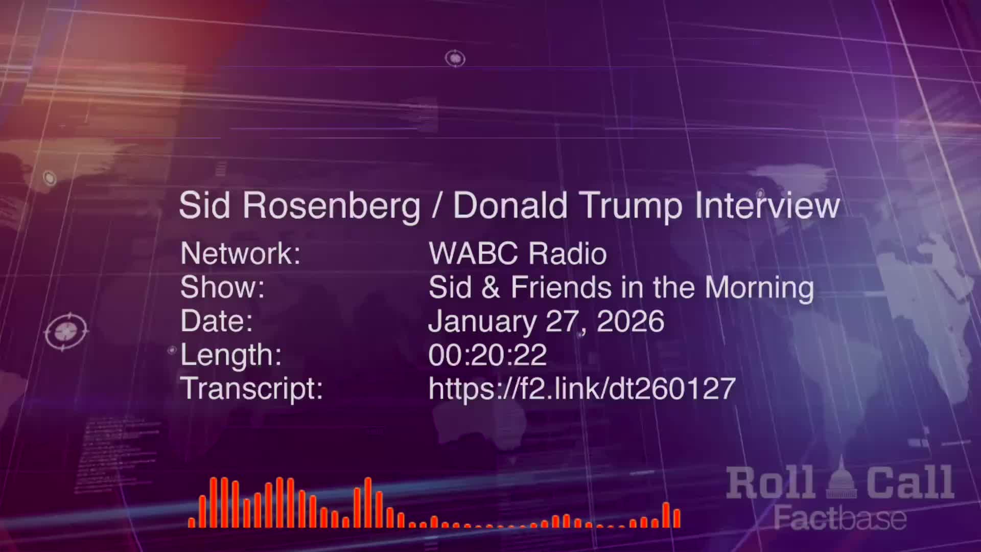 Interview: Sid Rosenberg of WABC Radio Interviews Donald Trump on Sid & Friends - January 27, 2026