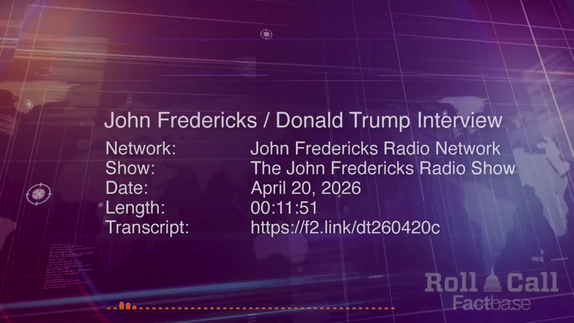 Interview: John Fredericks Interviews Donald Trump Live on His Radio Show - April 20, 2026