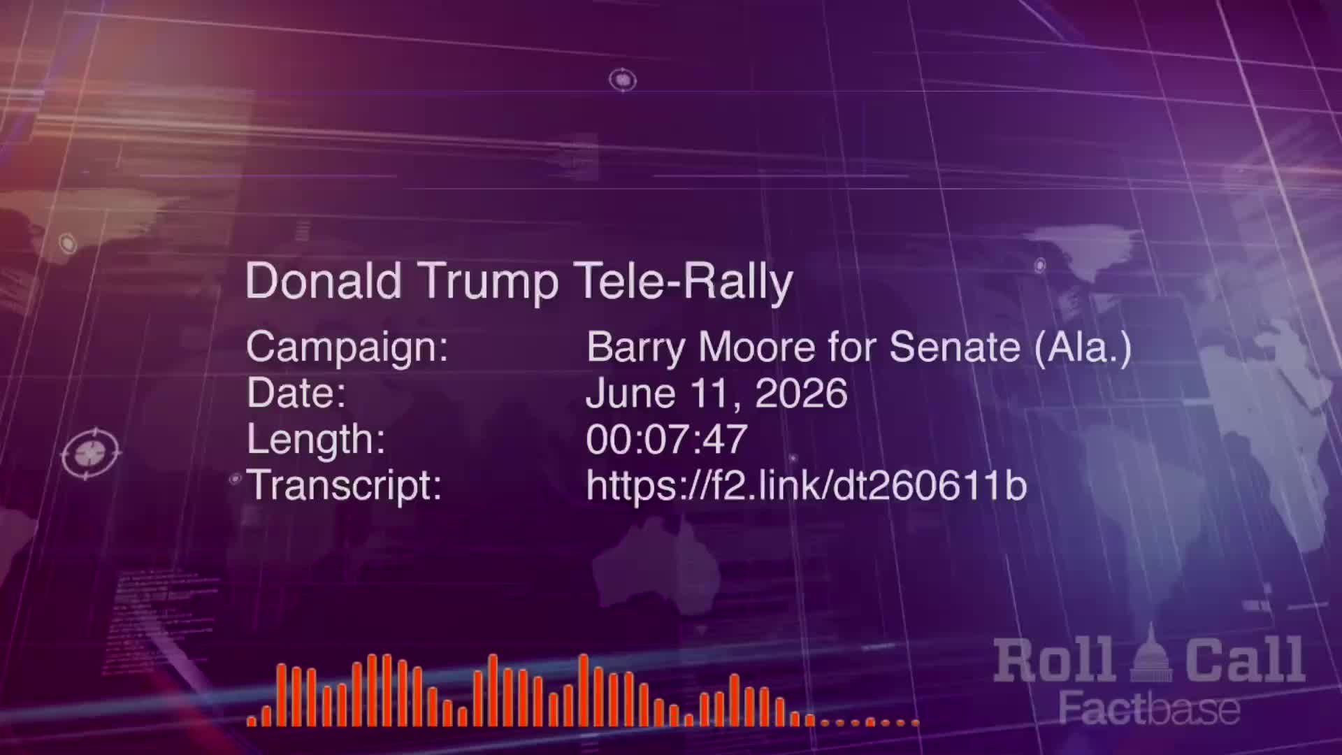 Remarks: Donald Trump Holds a Virtual Tele-Rally for Barry Moore - June 11, 2026