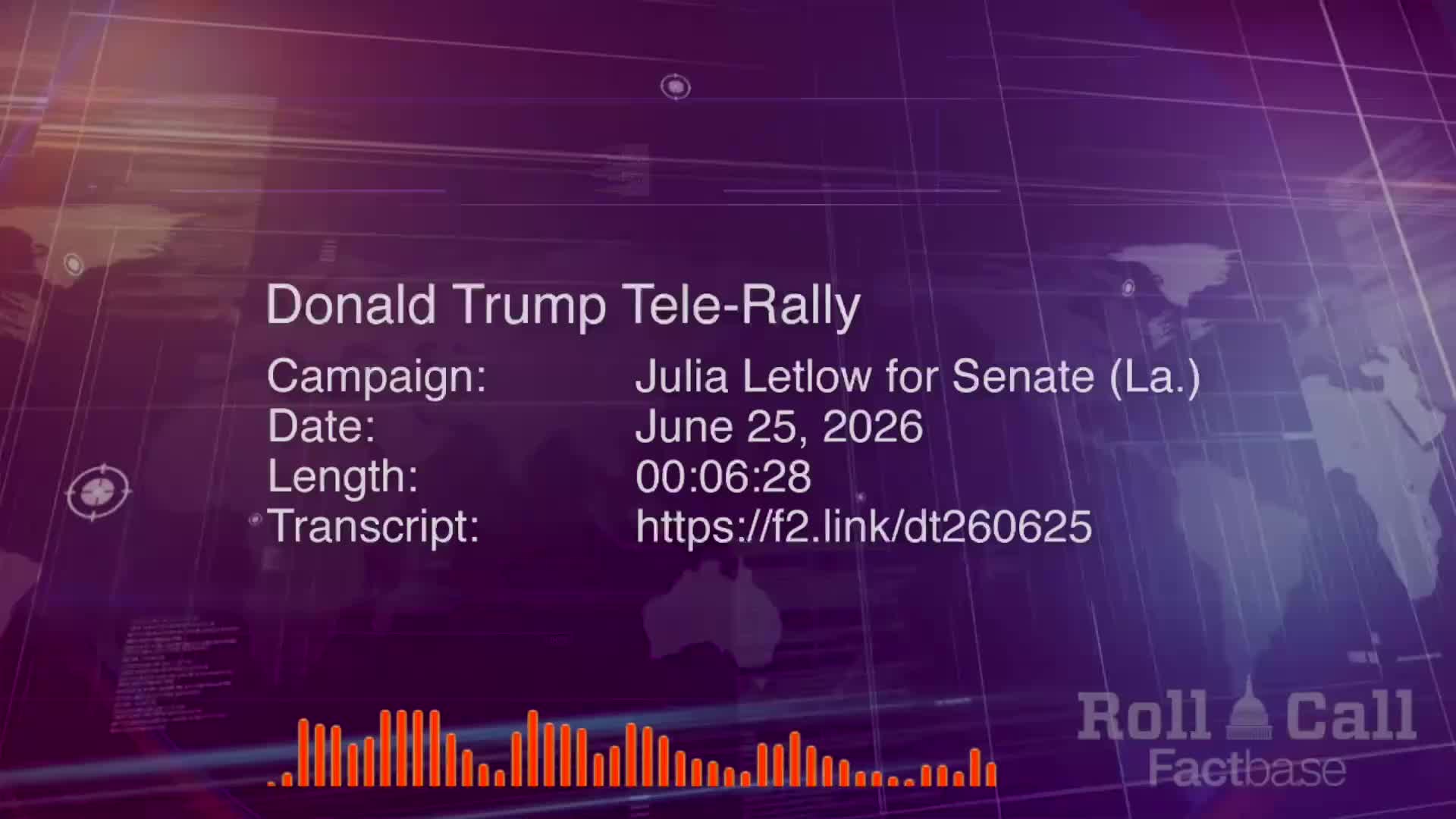 Remarks: Donald Trump Holds a Virtual Tele-Rally for Julia Letlow - June 25, 2026