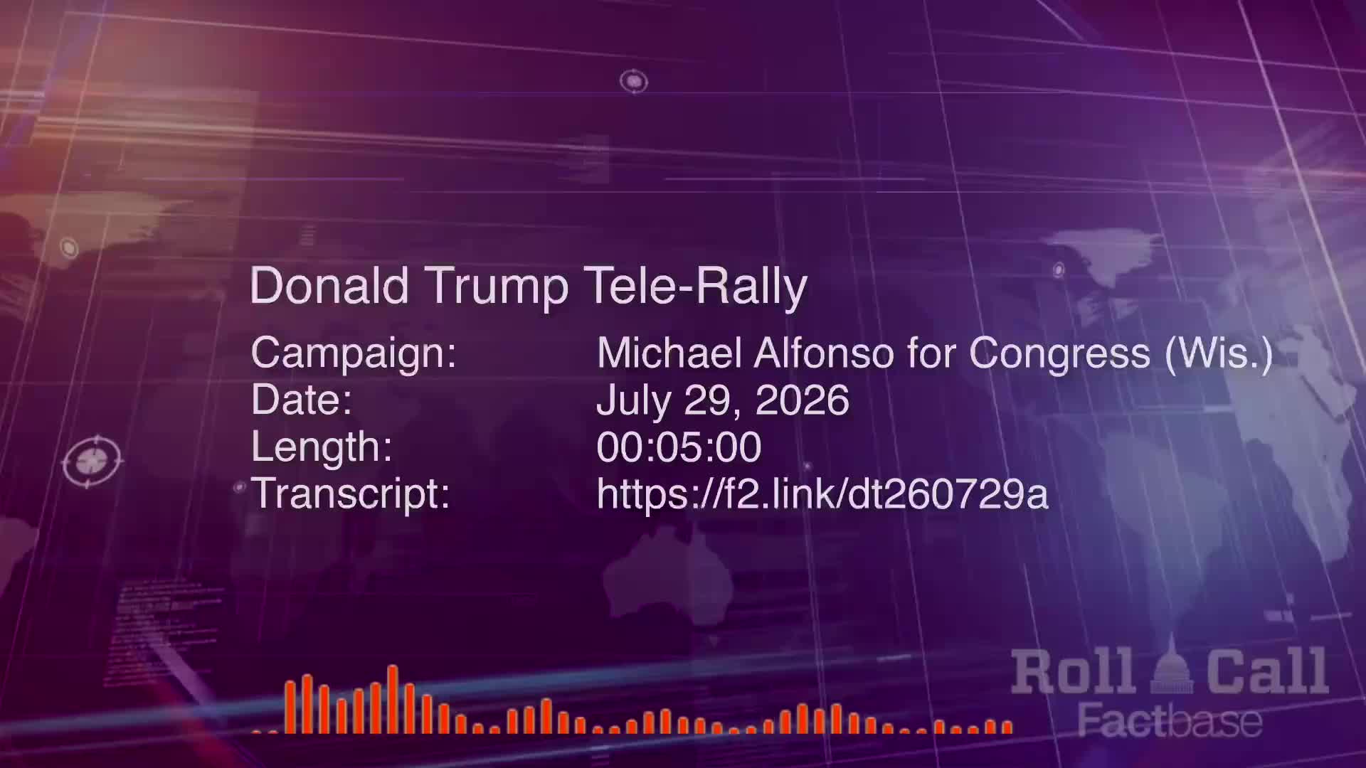 Remarks: Donald Trump Holds a Virtual Tele-Rally for Michael Alfonso - July 29, 2026