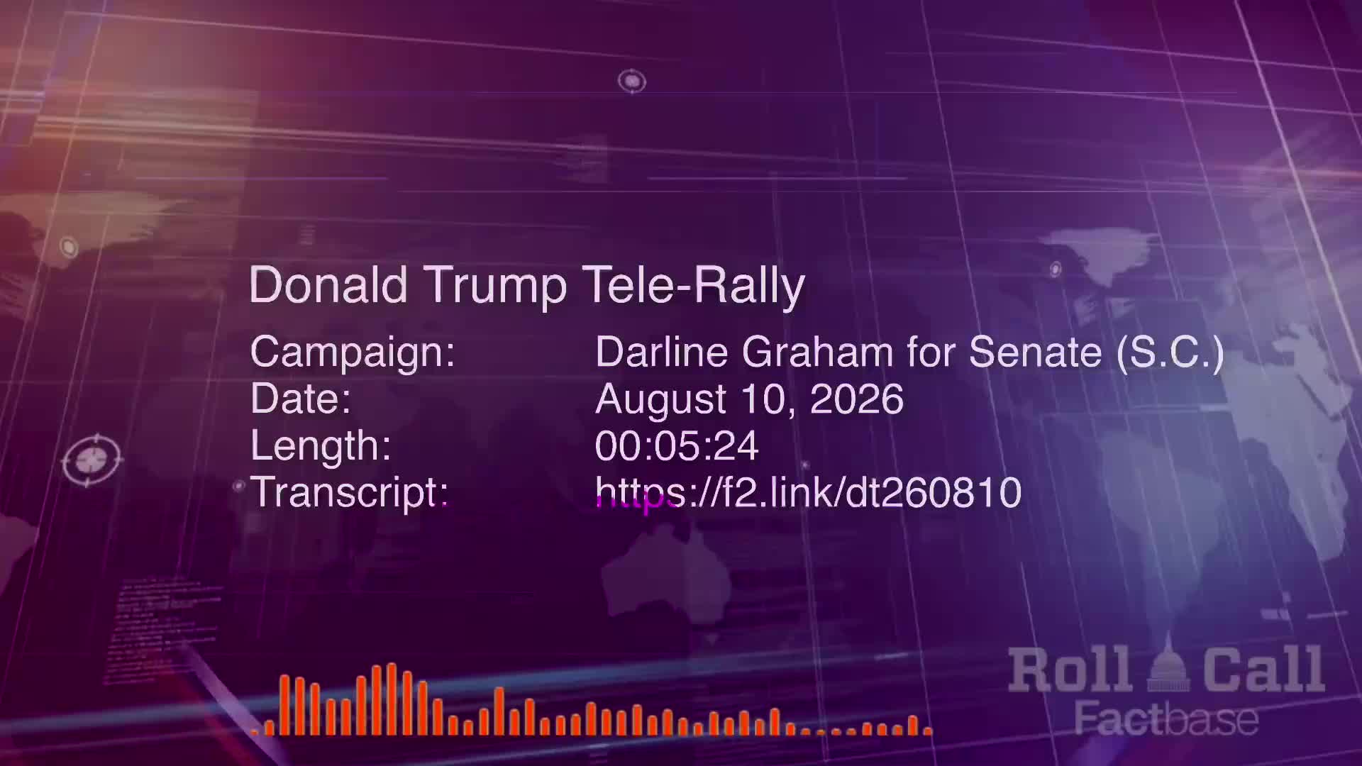 Remarks: Donald Trump Holds a Virtual Tele-Rally for Darline Graham - August 10, 2026