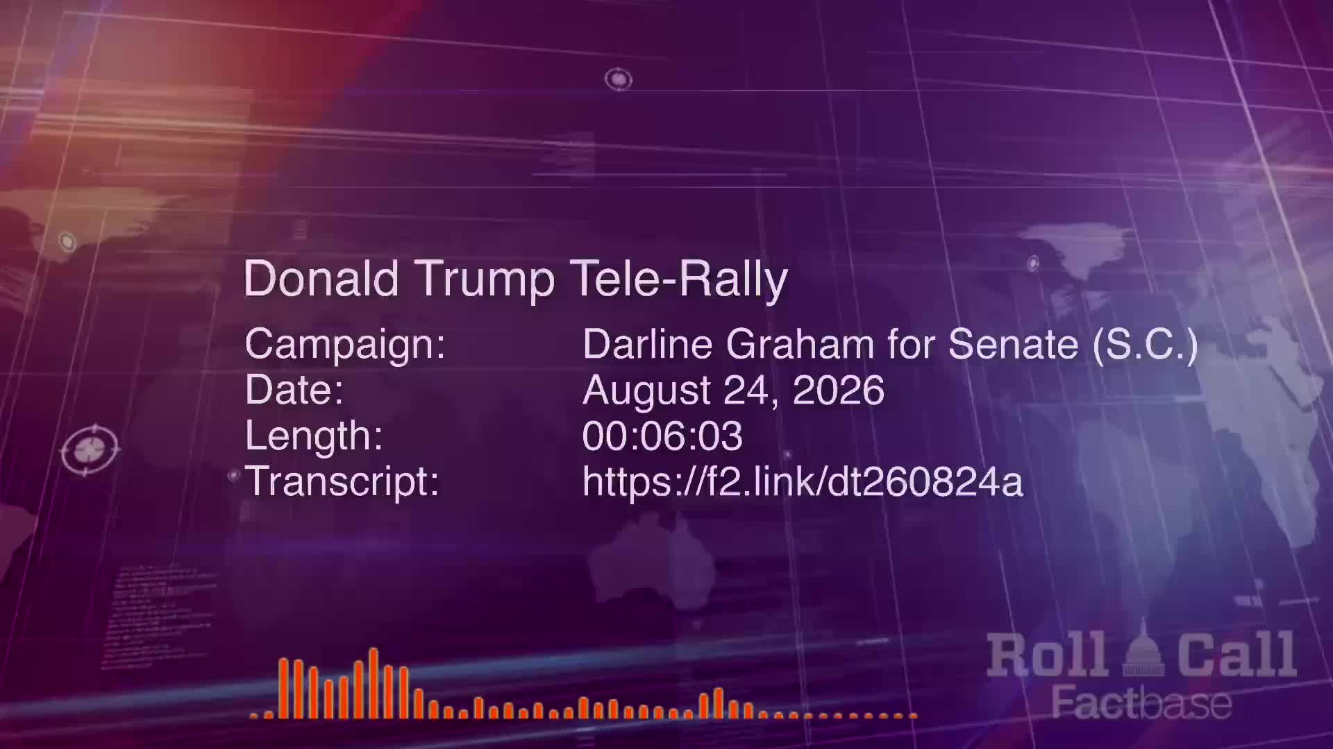 Remarks: Donald Trump Holds a Virtual Tele-Rally for Darline Graham - August 24, 2026