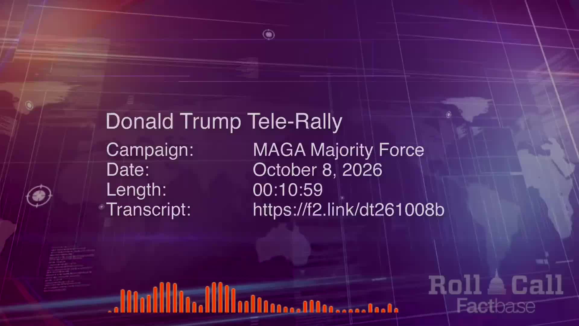 Remarks: Donald Trump Holds a Virtual Tele-Rally for the MAGA Majority Force - October 8, 2026