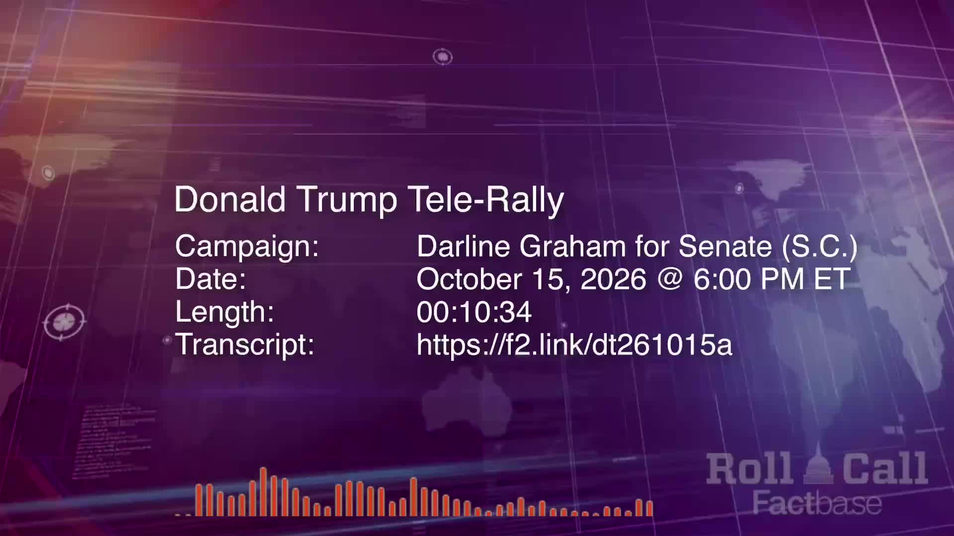 Remarks: Donald Trump Holds a Virtual Tele-Rally for Darline Graham - October 15, 2026