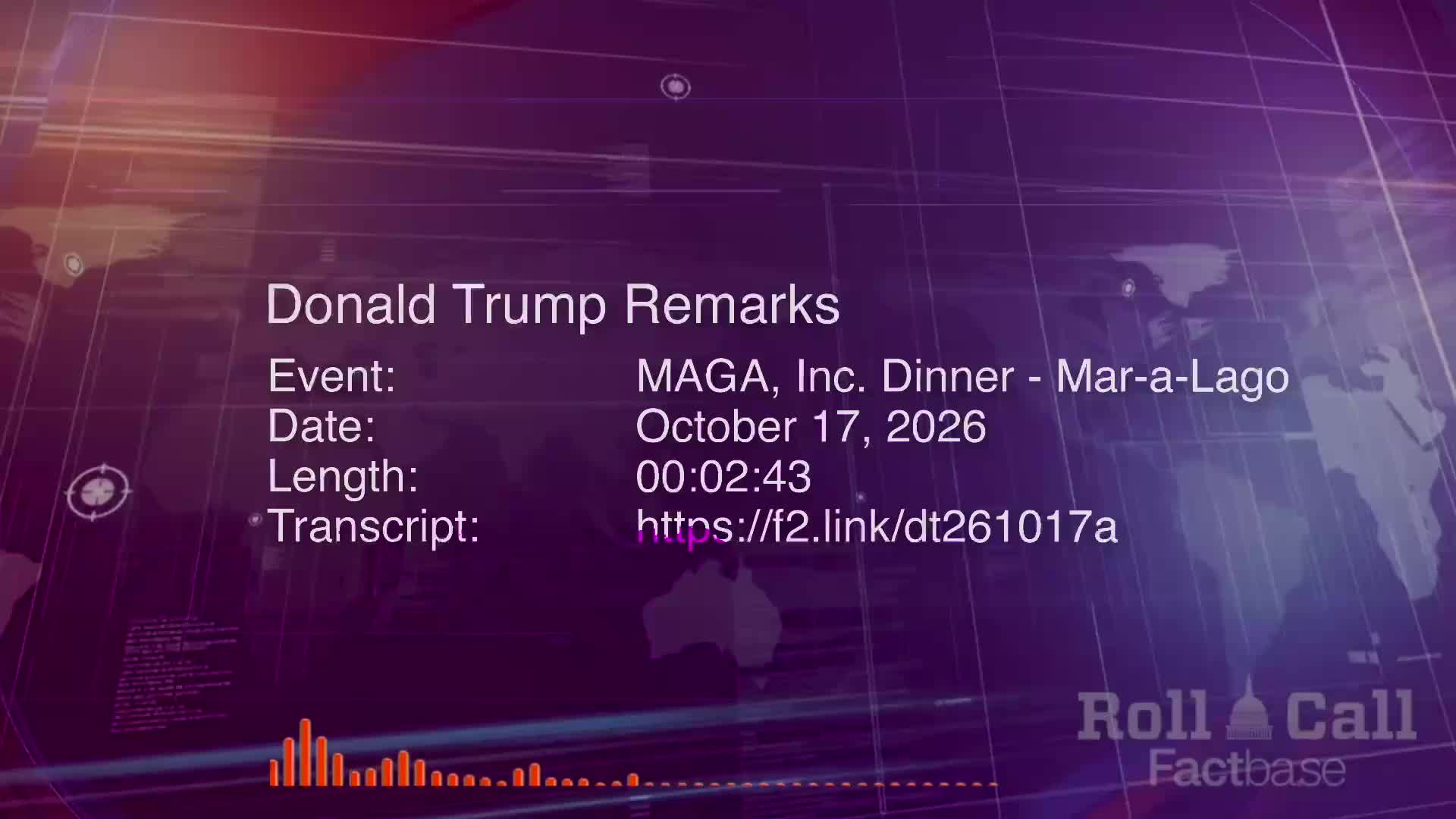 Remarks: Donald Trump Hosts a MAGA, Inc. Dinner at Mar-a-Lago - October 17, 2026
